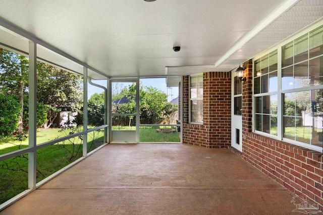 view of unfurnished sunroom