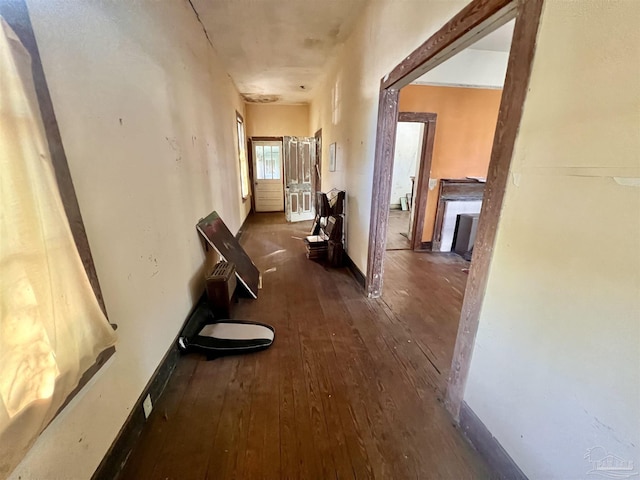 hall featuring dark hardwood / wood-style flooring