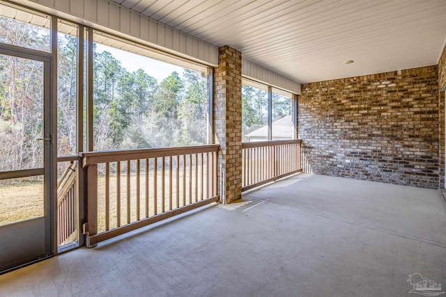 view of unfurnished sunroom