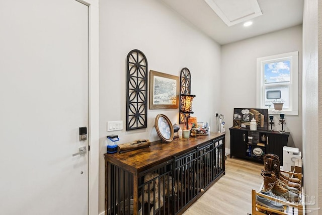 7664 Buffalo Ridge Rd, Pace, FL 32571 - hall with light wood-type flooring and recessed lighting