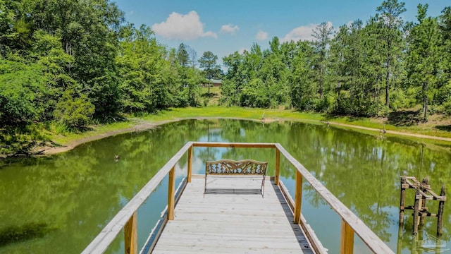 view of dock featuring a water view