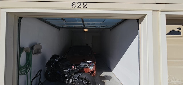 garage with a garage door opener