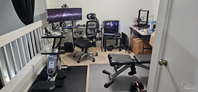 exercise room with carpet