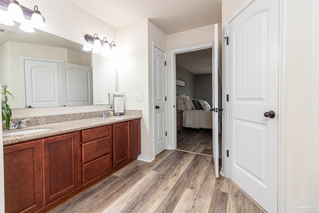 bathroom featuring wood-type flooring and vanity