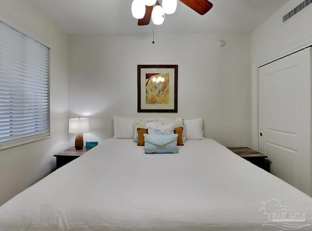 bedroom with ceiling fan