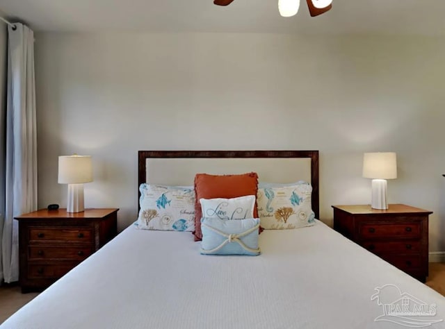 bedroom featuring ceiling fan