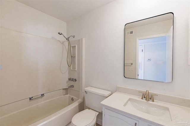 full bathroom featuring vanity, toilet, and shower / bath combination