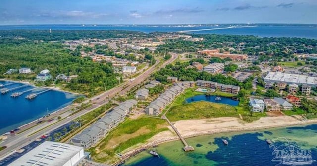 bird's eye view featuring a water view