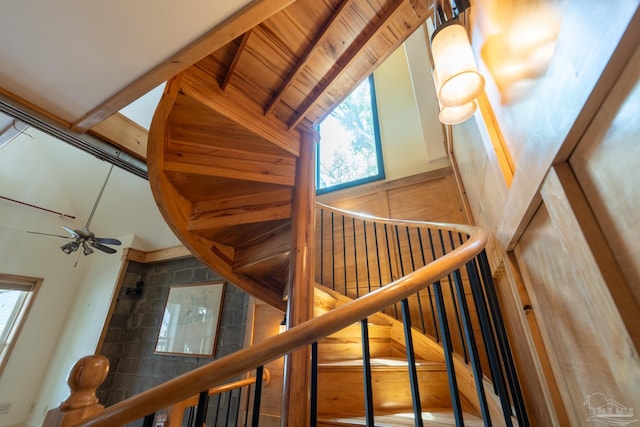 431 E Zarragossa St Unit B, Pensacola, FL 32502 - stairway featuring healthy amount of natural light and wooden ceiling