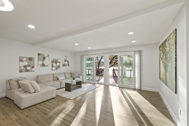 living room with light wood-type flooring