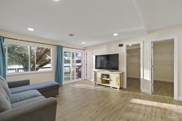 living room featuring light hardwood / wood-style floors