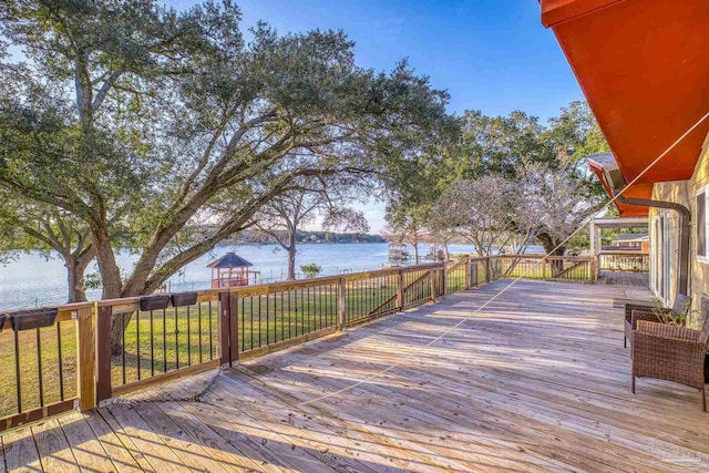 deck with a water view