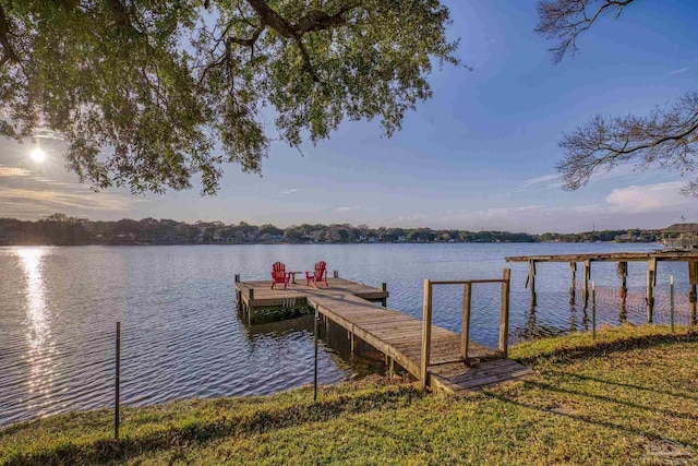 dock area with a water view