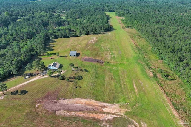 bird's eye view with a rural view and a forest view