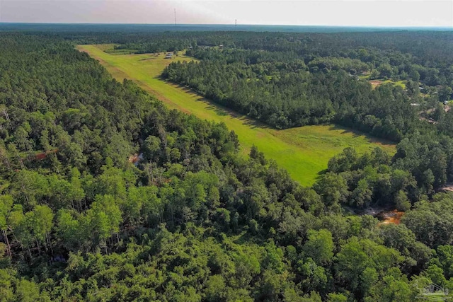 bird's eye view featuring a view of trees