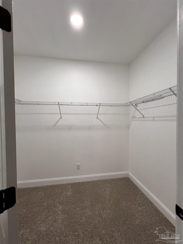 spacious closet with dark carpet