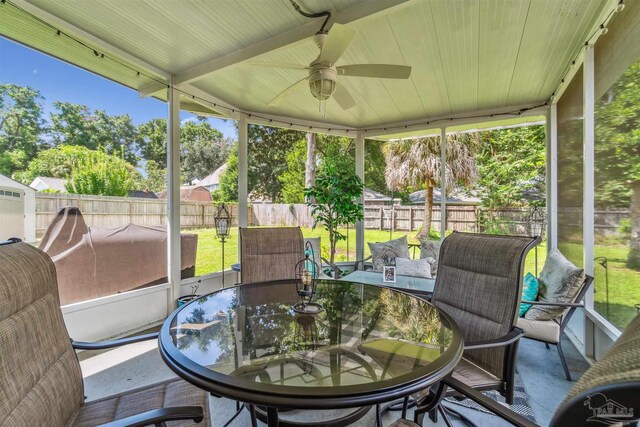 2543 Bayview Way, Pensacola, FL 32503 - sunroom featuring outdoor dining space and ceiling fan
