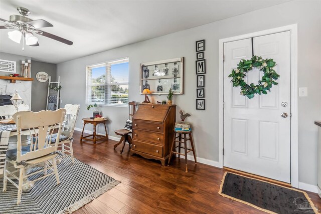 2543 Bayview Way, Pensacola, FL 32503 - dining room with a ceiling fan, wood-type flooring, and baseboards