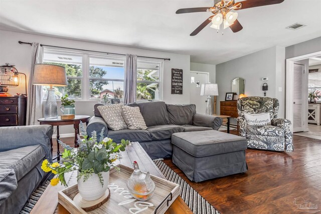 2543 Bayview Way, Pensacola, FL 32503 - living area with ceiling fan and wood finished floors