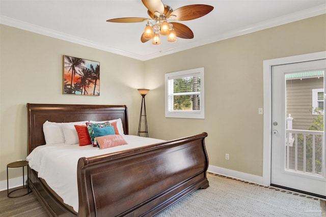 13555 Perdido Key Dr Unit A17U, Pensacola, FL 32507 - bedroom with crown molding, ceiling fan, and wood finished floors