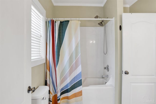 13555 Perdido Key Dr Unit A17U, Pensacola, FL 32507 - bathroom featuring plenty of natural light, shower / bathtub combination with curtain, and ornamental molding