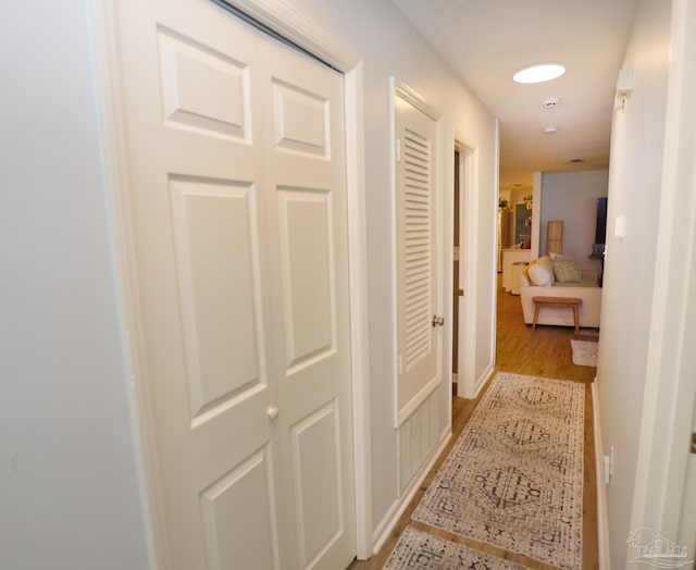 hall featuring light wood-type flooring