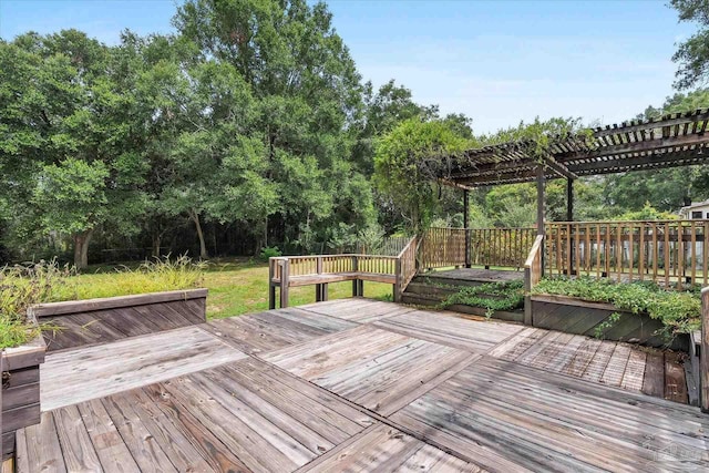 wooden deck with a pergola