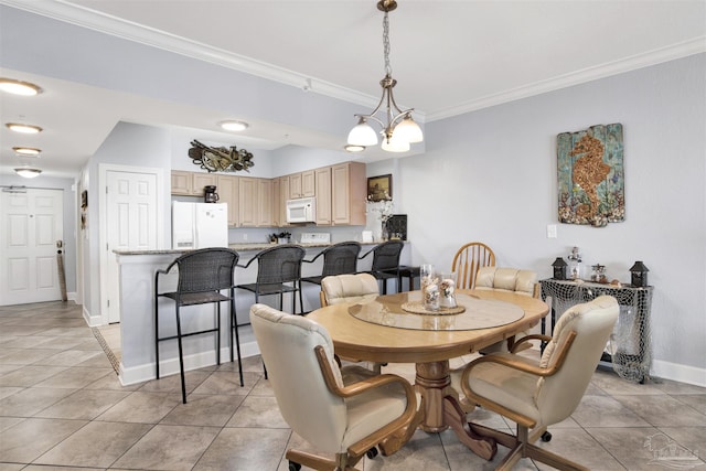 154 Ethel Wingate Dr Unit 109, Pensacola, FL 32507 - tiled dining space featuring crown molding and a chandelier