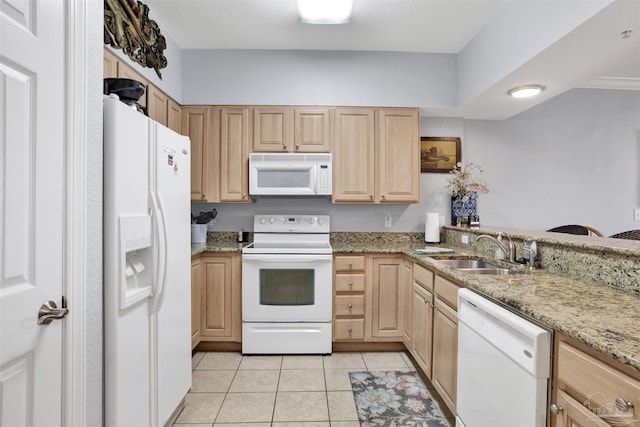 154 Ethel Wingate Dr Unit 109, Pensacola, FL 32507 - kitchen featuring sink, white appliances, light brown cabinetry, and light tile patterned floors