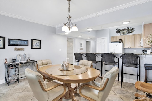 154 Ethel Wingate Dr Unit 109, Pensacola, FL 32507 - tiled dining space with ornamental molding and a chandelier