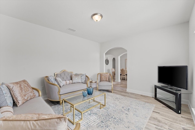 living room featuring light hardwood / wood-style floors