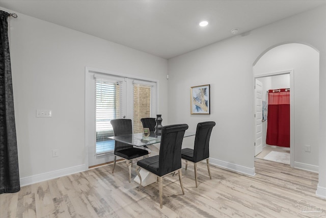 dining area featuring light hardwood / wood-style floors