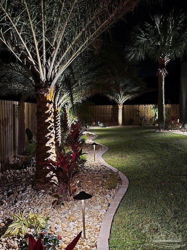 view of yard with a fenced backyard