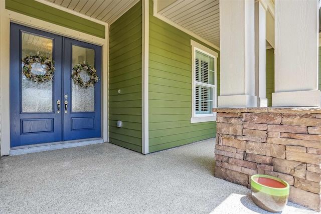 view of exterior entry with french doors