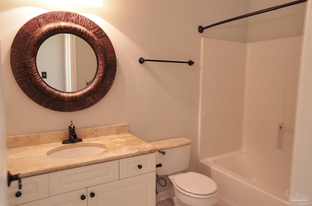 full bathroom with vanity, toilet, and shower / bathtub combination