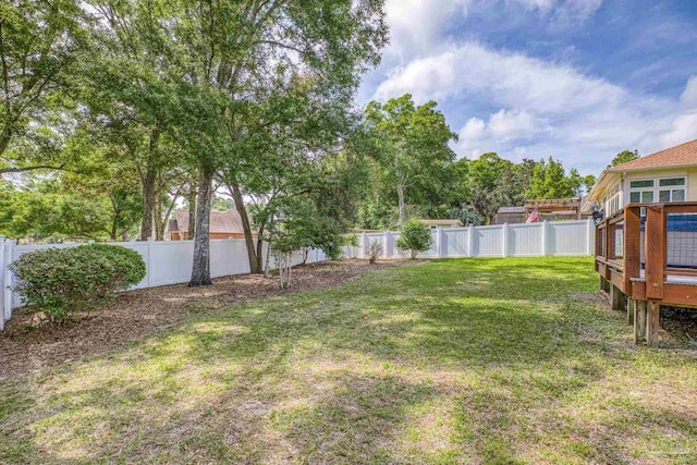 view of yard featuring a fenced backyard