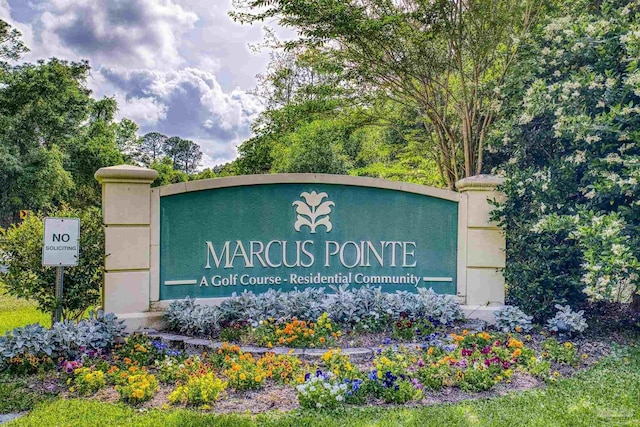 view of community sign
