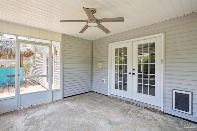 2724 Ashbury Ln, Cantonment, FL 32504 - unfurnished sunroom featuring french doors and a ceiling fan