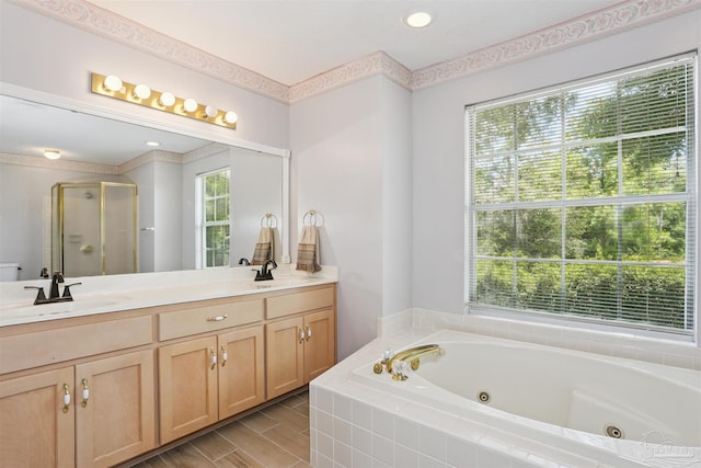 2724 Ashbury Ln, Cantonment, FL 32504 - full bath with a stall shower, a tub with jets, and double vanity