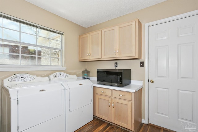 2724 Ashbury Ln, Cantonment, FL 32504 - laundry area with cabinet space, washing machine and clothes dryer, and dark wood-style flooring