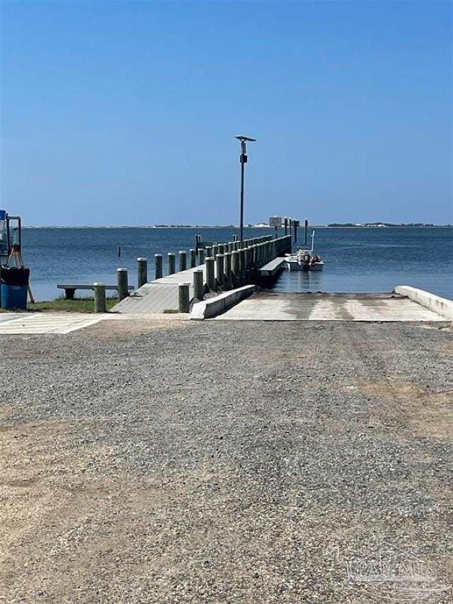 dock area featuring a water view