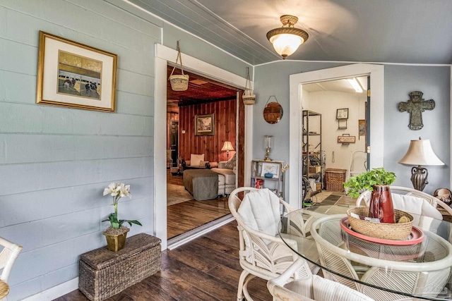 110 Glover Rd, Century, FL 32535 - dining space featuring wood finished floors and wooden walls