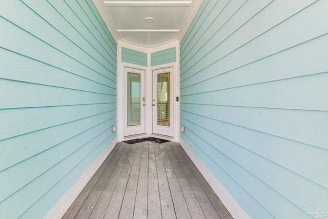 doorway to property featuring french doors