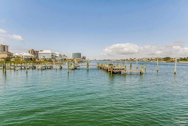 view of dock featuring a water view