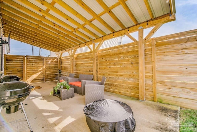 view of patio featuring an outdoor living space