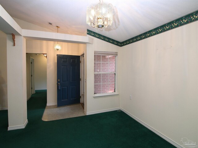 1701 Lighthouse Pointe Dr, Gulf Breeze, FL 32563 - foyer entrance with a chandelier, carpet flooring, and baseboards