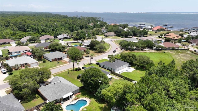 1701 Lighthouse Pointe Dr, Gulf Breeze, FL 32563 - aerial view of property's location with a pool, nearby suburban area, and a large body of water