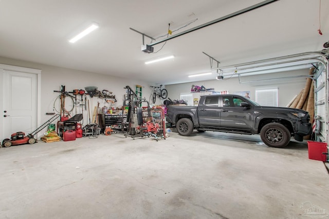 garage with a garage door opener