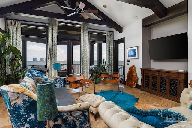 3063 Bay St, Gulf Breeze, FL 32563 - living room featuring ceiling fan