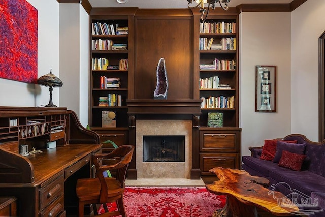 3063 Bay St, Gulf Breeze, FL 32563 - sitting room featuring a fireplace and built in features